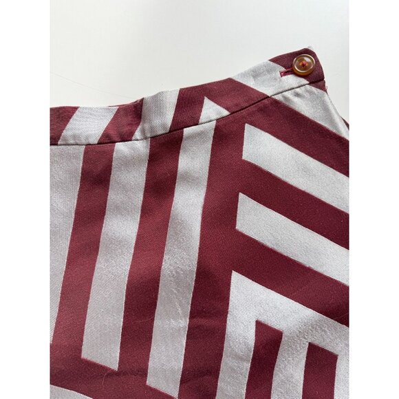 VIVIENNE WESTWOOD Maroon Silver Striped Jacquard Asymmetrical Mini Skirt, Size 6 - Picture 8 of 16